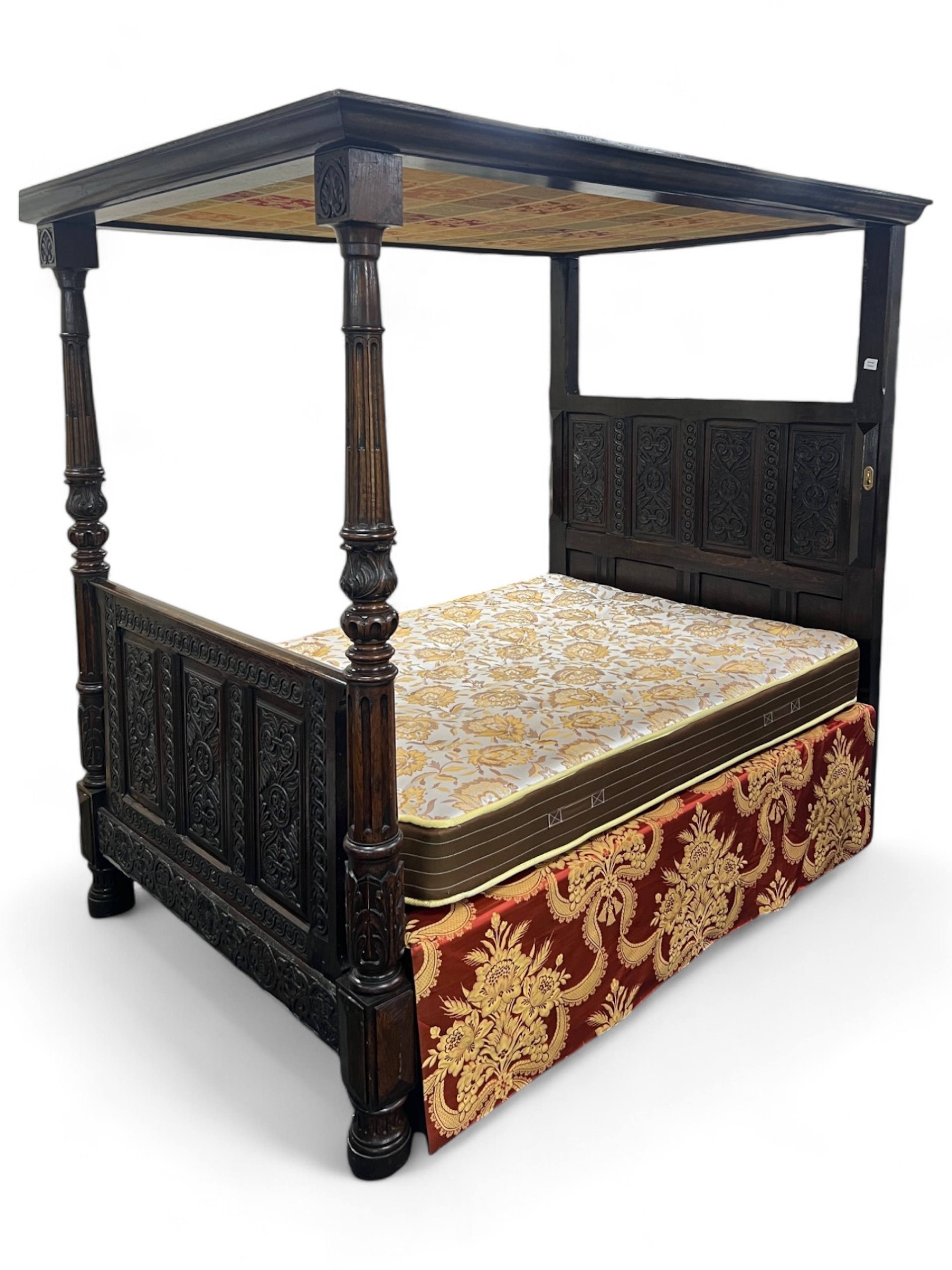 A 17th century and later oak full tester bedstead